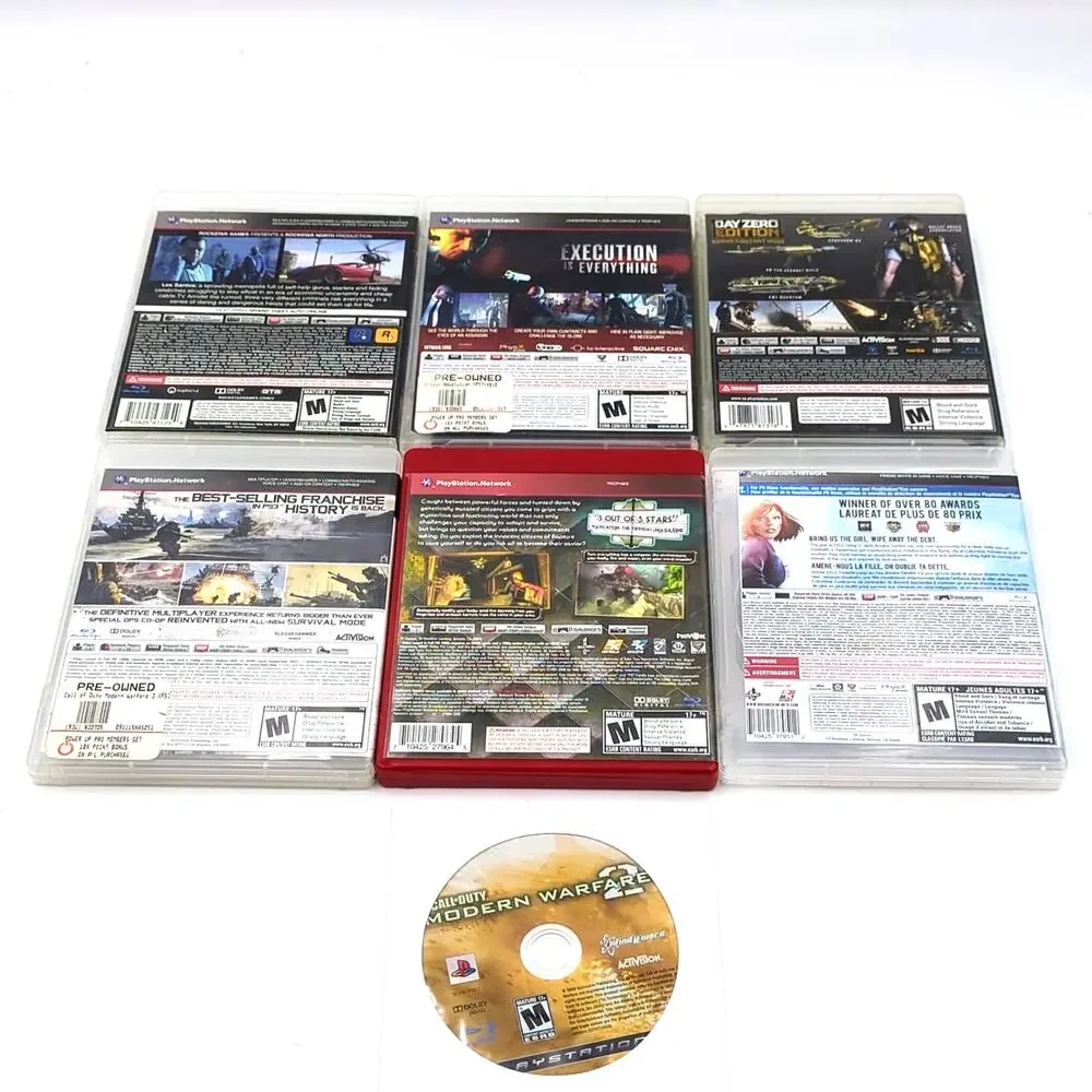 7 PS3 Game Lot Call of Duty Warfare Hitman Bioshock Infinite Grand Theft Auto V